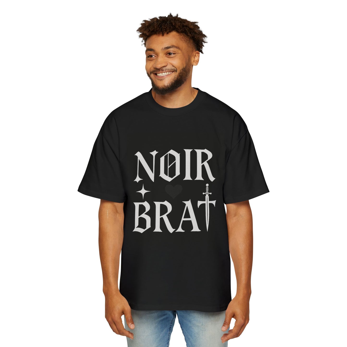 Noir Brat Heavy Oversized Tee, Aesthetic Graphic T-Shirt for Men, Streetwear Style, Casual Outfit, Gift for Fans of Dark Fashion