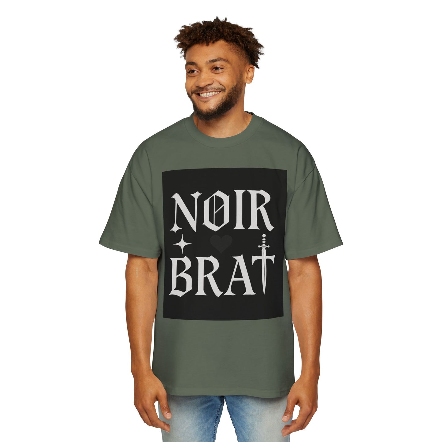 Noir Brat Heavy Oversized Tee, Aesthetic Graphic T-Shirt for Men, Streetwear Style, Casual Outfit, Gift for Fans of Dark Fashion