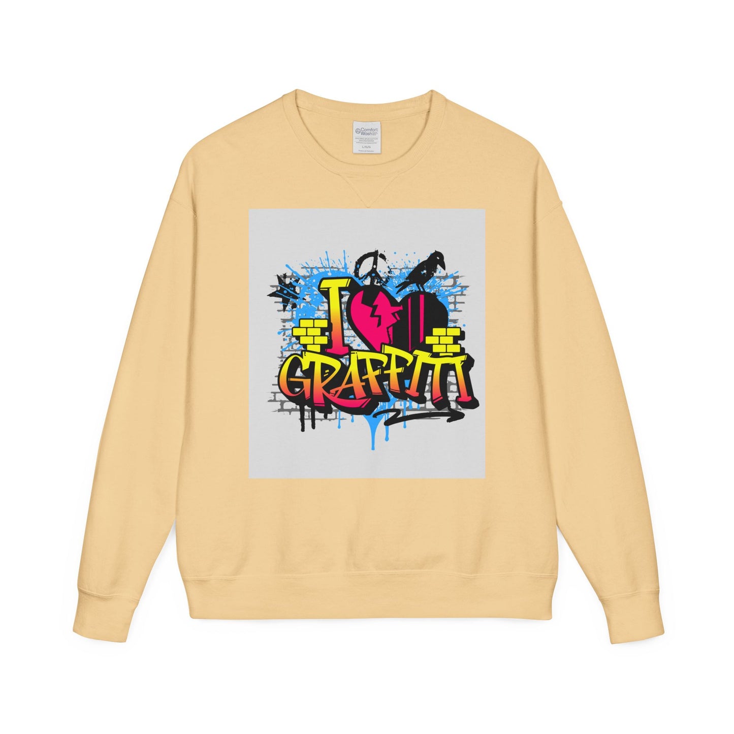 I Love Graffiti Crewneck Sweatshirt, Urban Streetwear, Graphic Sweatshirt, Casual Outfit, Gift for Art Lovers