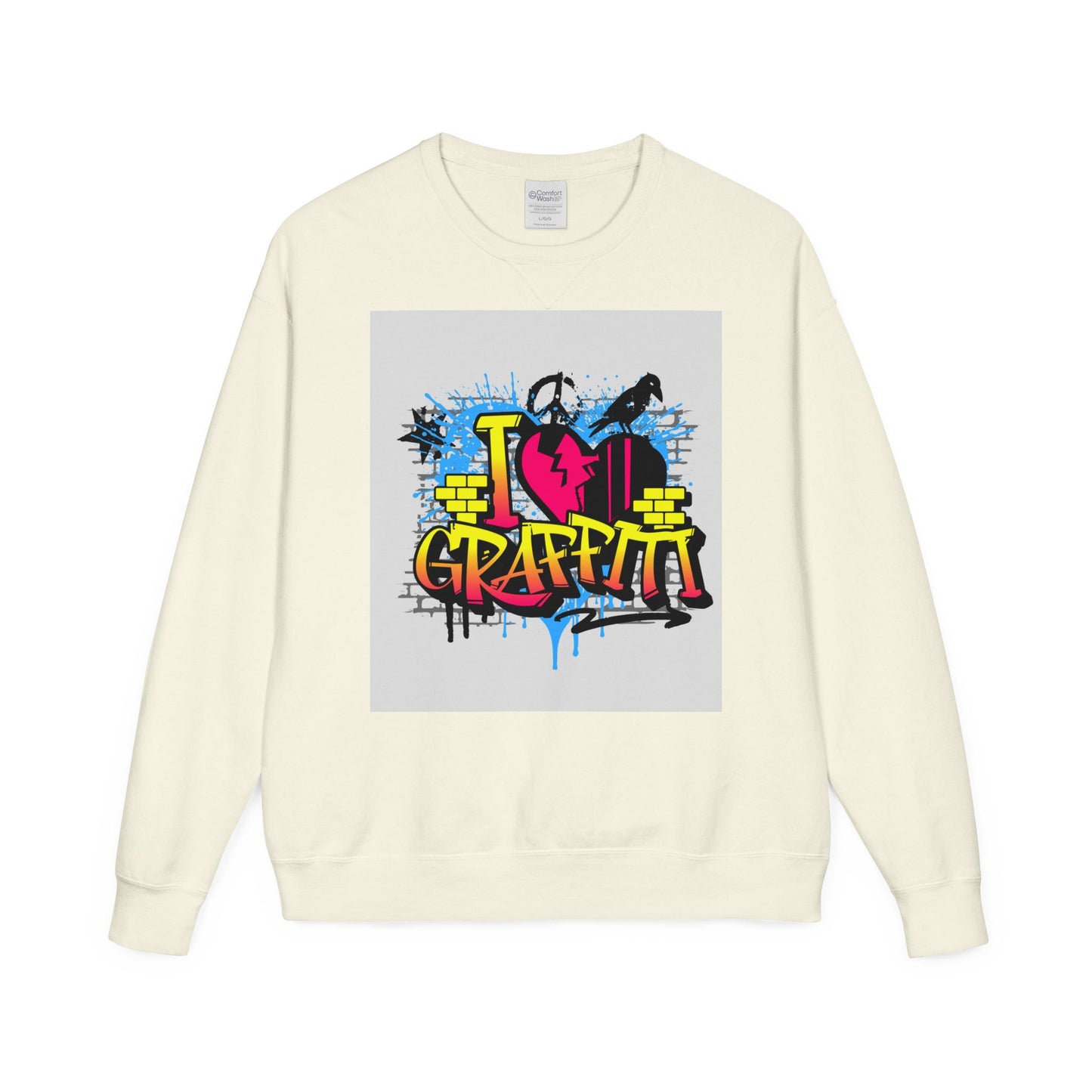 I Love Graffiti Crewneck Sweatshirt, Urban Streetwear, Graphic Sweatshirt, Casual Outfit, Gift for Art Lovers