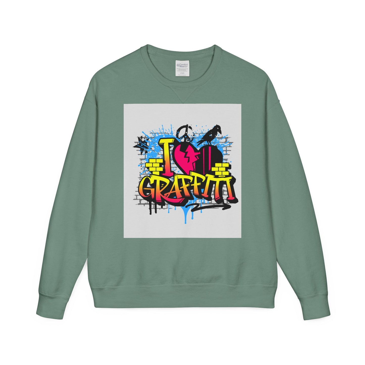 I Love Graffiti Crewneck Sweatshirt, Urban Streetwear, Graphic Sweatshirt, Casual Outfit, Gift for Art Lovers