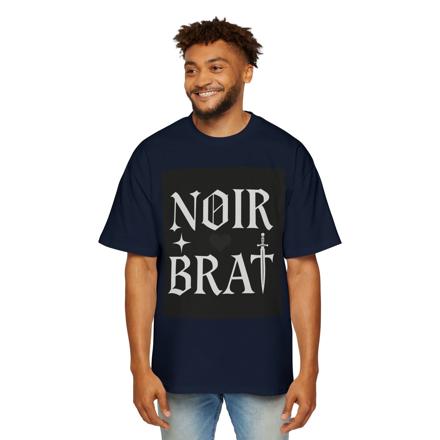 Noir Brat Heavy Oversized Tee, Aesthetic Graphic T-Shirt for Men, Streetwear Style, Casual Outfit, Gift for Fans of Dark Fashion