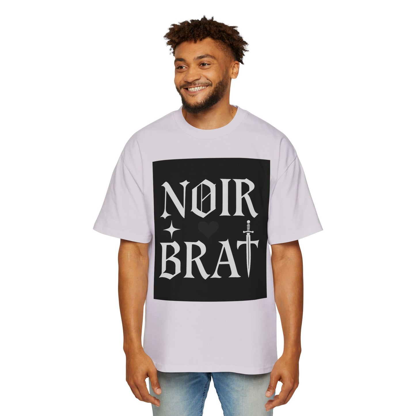 Noir Brat Heavy Oversized Tee, Aesthetic Graphic T-Shirt for Men, Streetwear Style, Casual Outfit, Gift for Fans of Dark Fashion