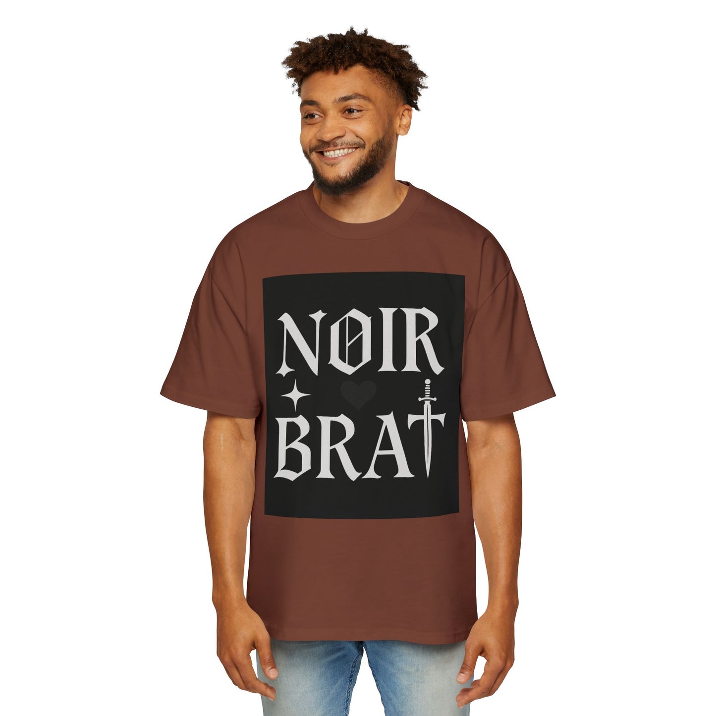 Noir Brat Heavy Oversized Tee, Aesthetic Graphic T-Shirt for Men, Streetwear Style, Casual Outfit, Gift for Fans of Dark Fashion