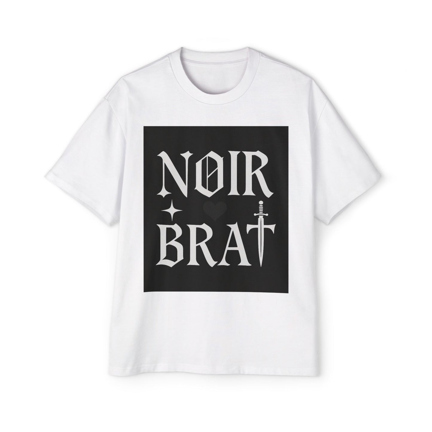 Noir Brat Heavy Oversized Tee, Aesthetic Graphic T-Shirt for Men, Streetwear Style, Casual Outfit, Gift for Fans of Dark Fashion