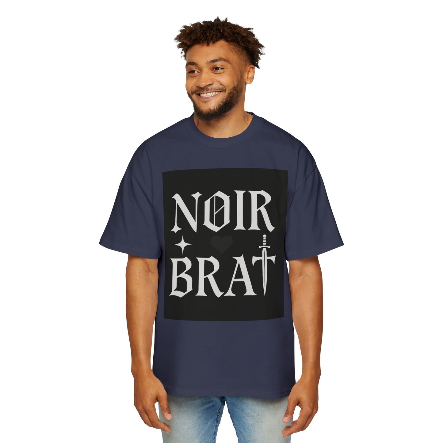 Noir Brat Heavy Oversized Tee, Aesthetic Graphic T-Shirt for Men, Streetwear Style, Casual Outfit, Gift for Fans of Dark Fashion