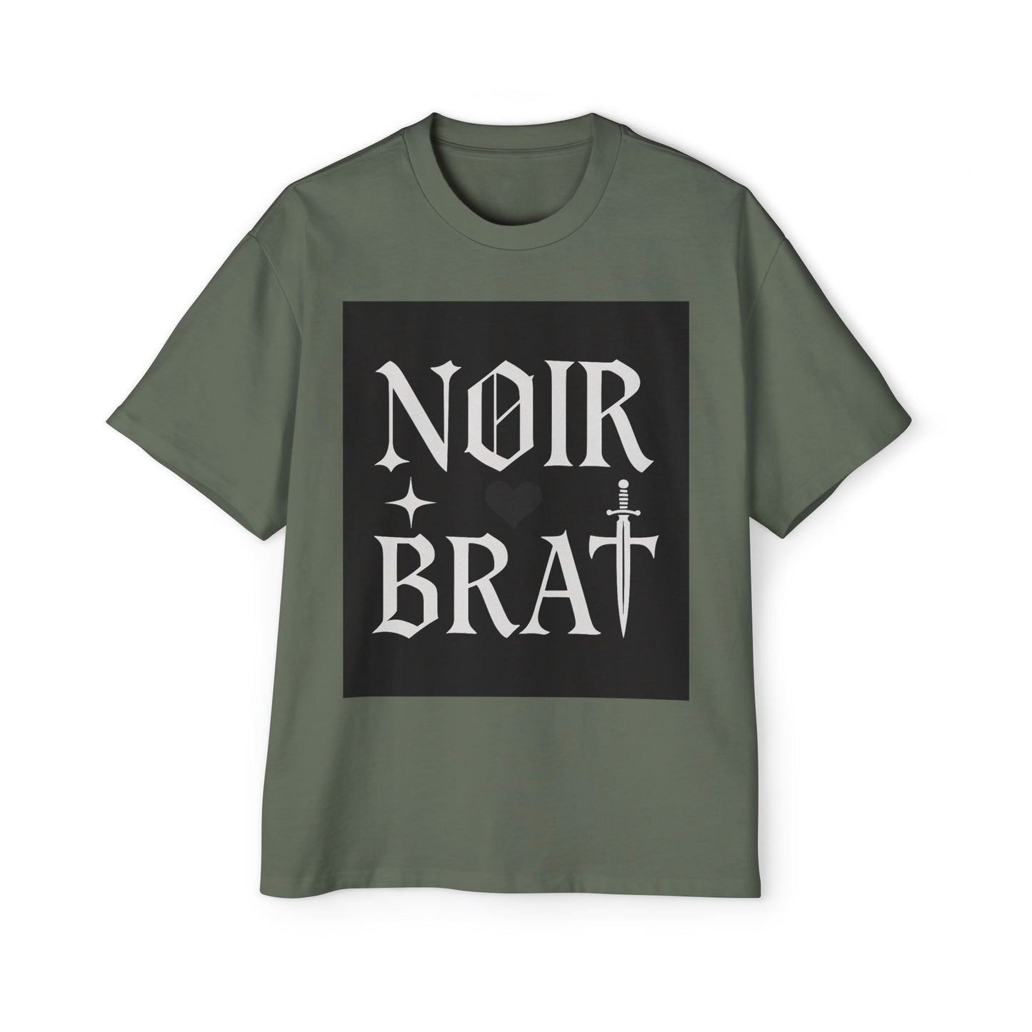 Noir Brat Heavy Oversized Tee, Aesthetic Graphic T-Shirt for Men, Streetwear Style, Casual Outfit, Gift for Fans of Dark Fashion