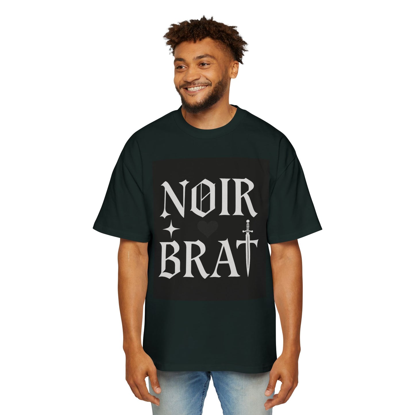 Noir Brat Heavy Oversized Tee, Aesthetic Graphic T-Shirt for Men, Streetwear Style, Casual Outfit, Gift for Fans of Dark Fashion