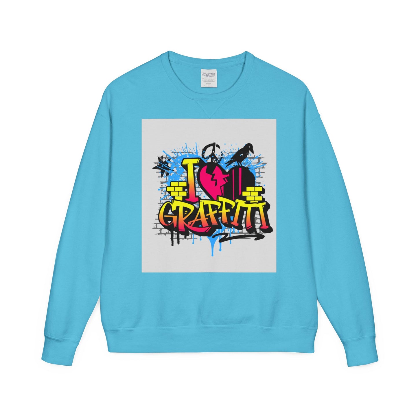 I Love Graffiti Crewneck Sweatshirt, Urban Streetwear, Graphic Sweatshirt, Casual Outfit, Gift for Art Lovers