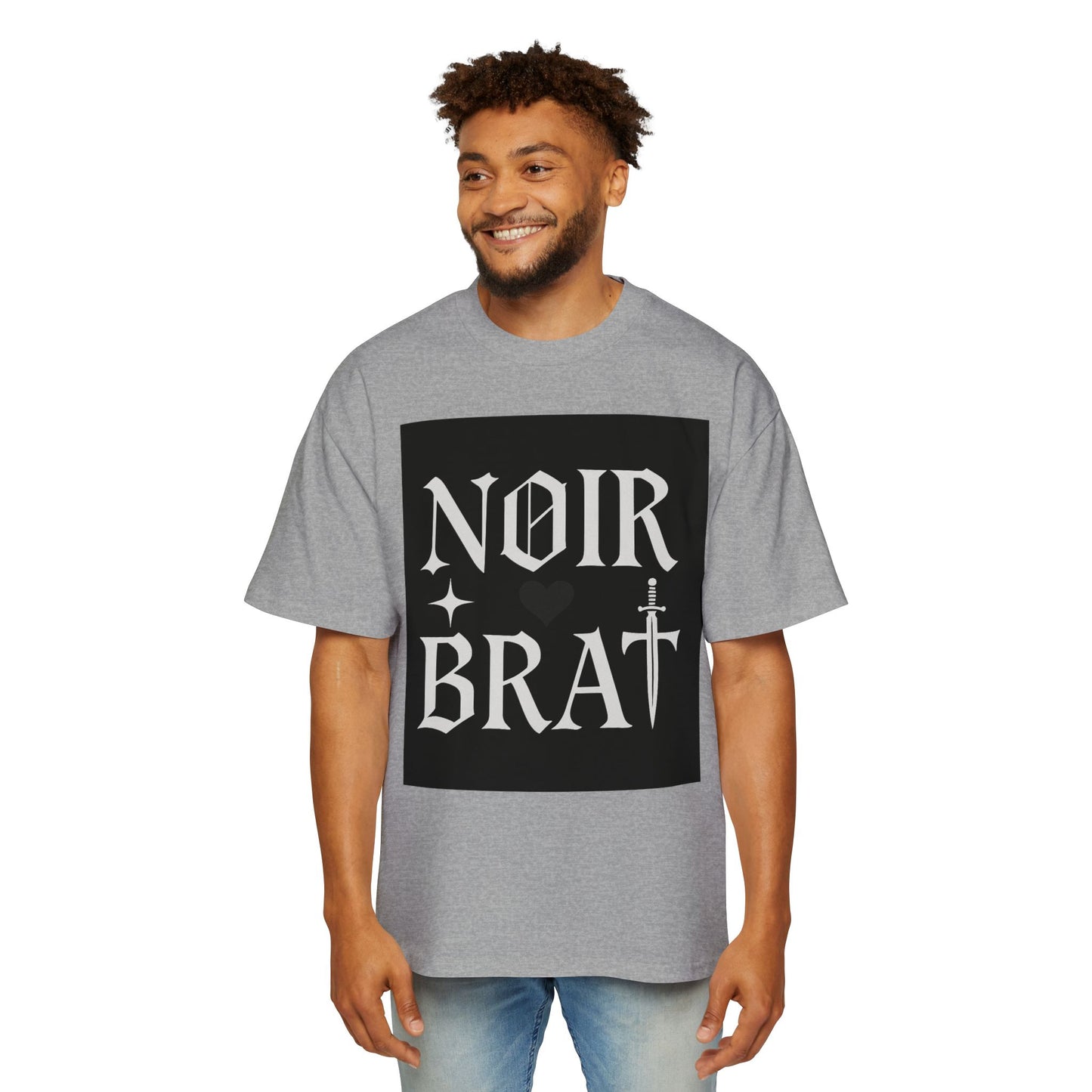 Noir Brat Heavy Oversized Tee, Aesthetic Graphic T-Shirt for Men, Streetwear Style, Casual Outfit, Gift for Fans of Dark Fashion