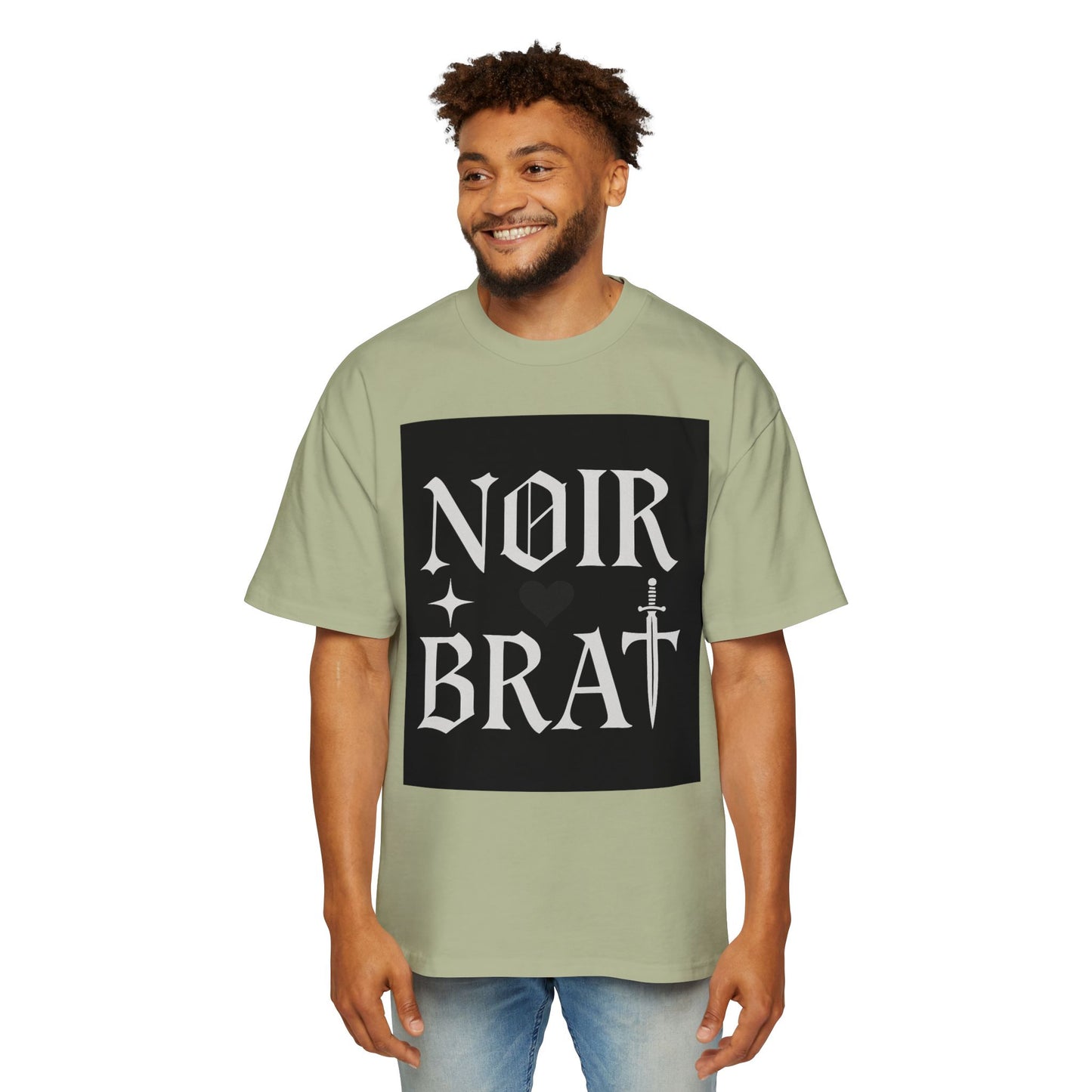 Noir Brat Heavy Oversized Tee, Aesthetic Graphic T-Shirt for Men, Streetwear Style, Casual Outfit, Gift for Fans of Dark Fashion