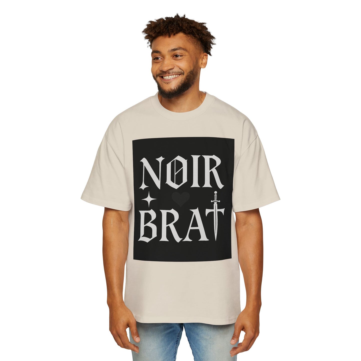 Noir Brat Heavy Oversized Tee, Aesthetic Graphic T-Shirt for Men, Streetwear Style, Casual Outfit, Gift for Fans of Dark Fashion