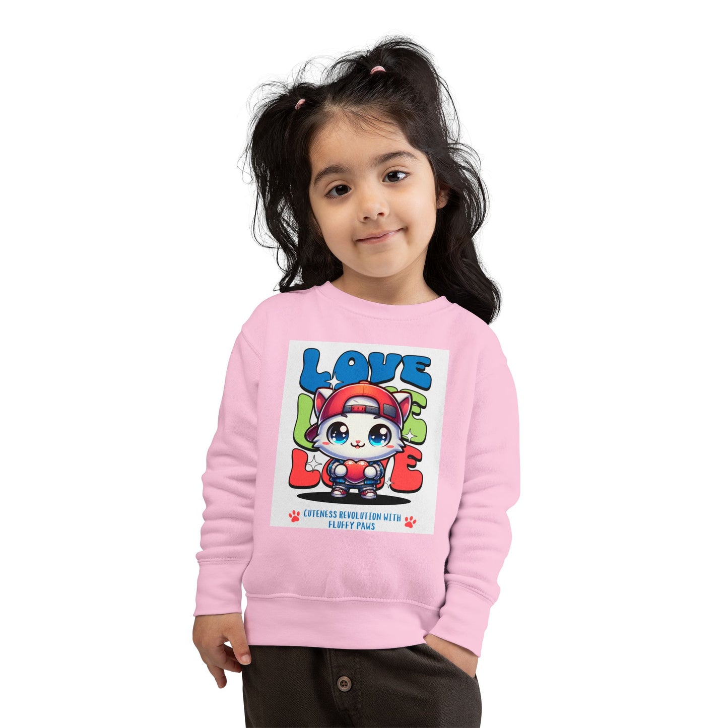 Toddler Cat Love Sweatshirt, Cute Kids Apparel, Playful Toddler Gift, Fun Sweatshirt for Kids, Cute Cat Design