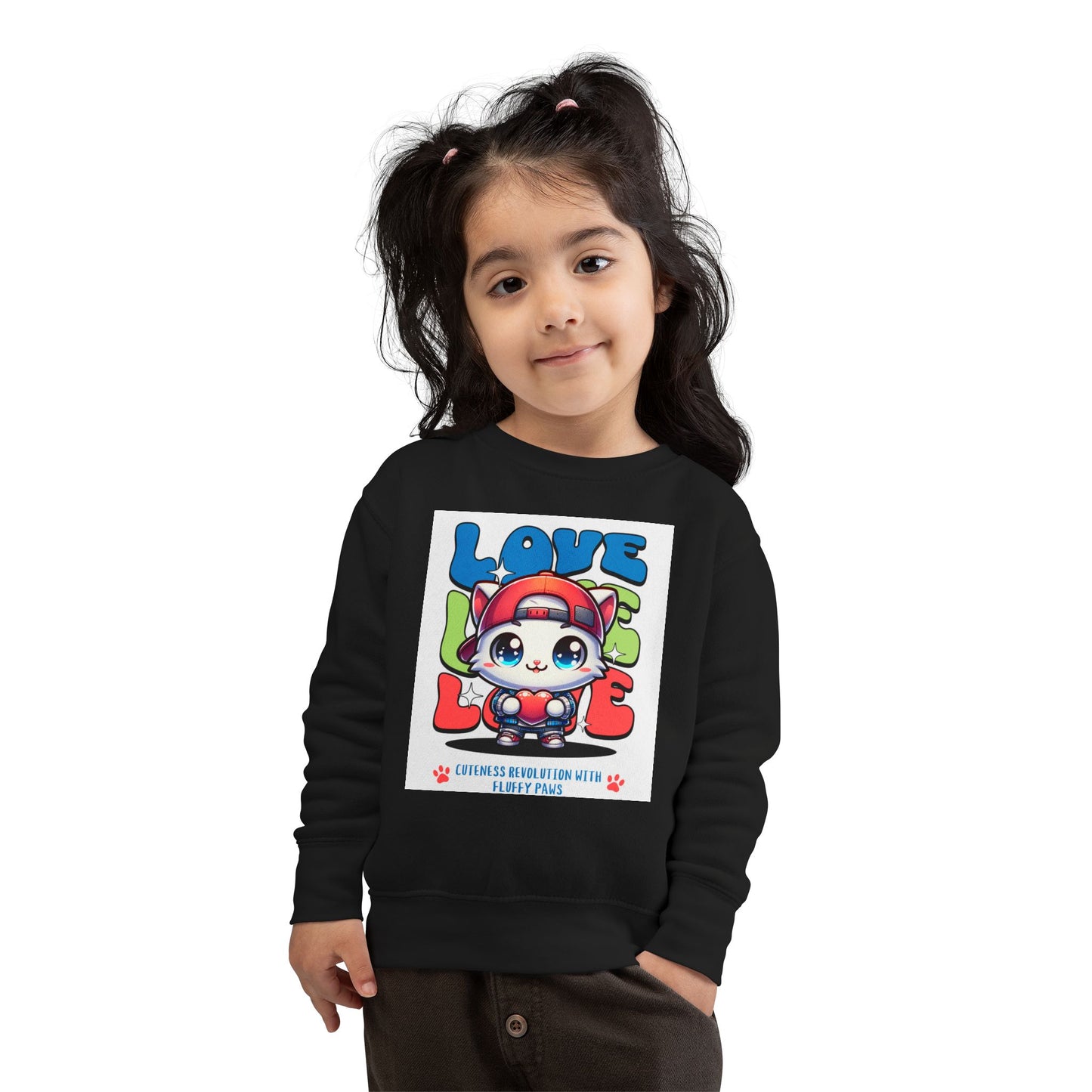 Toddler Cat Love Sweatshirt, Cute Kids Apparel, Playful Toddler Gift, Fun Sweatshirt for Kids, Cute Cat Design