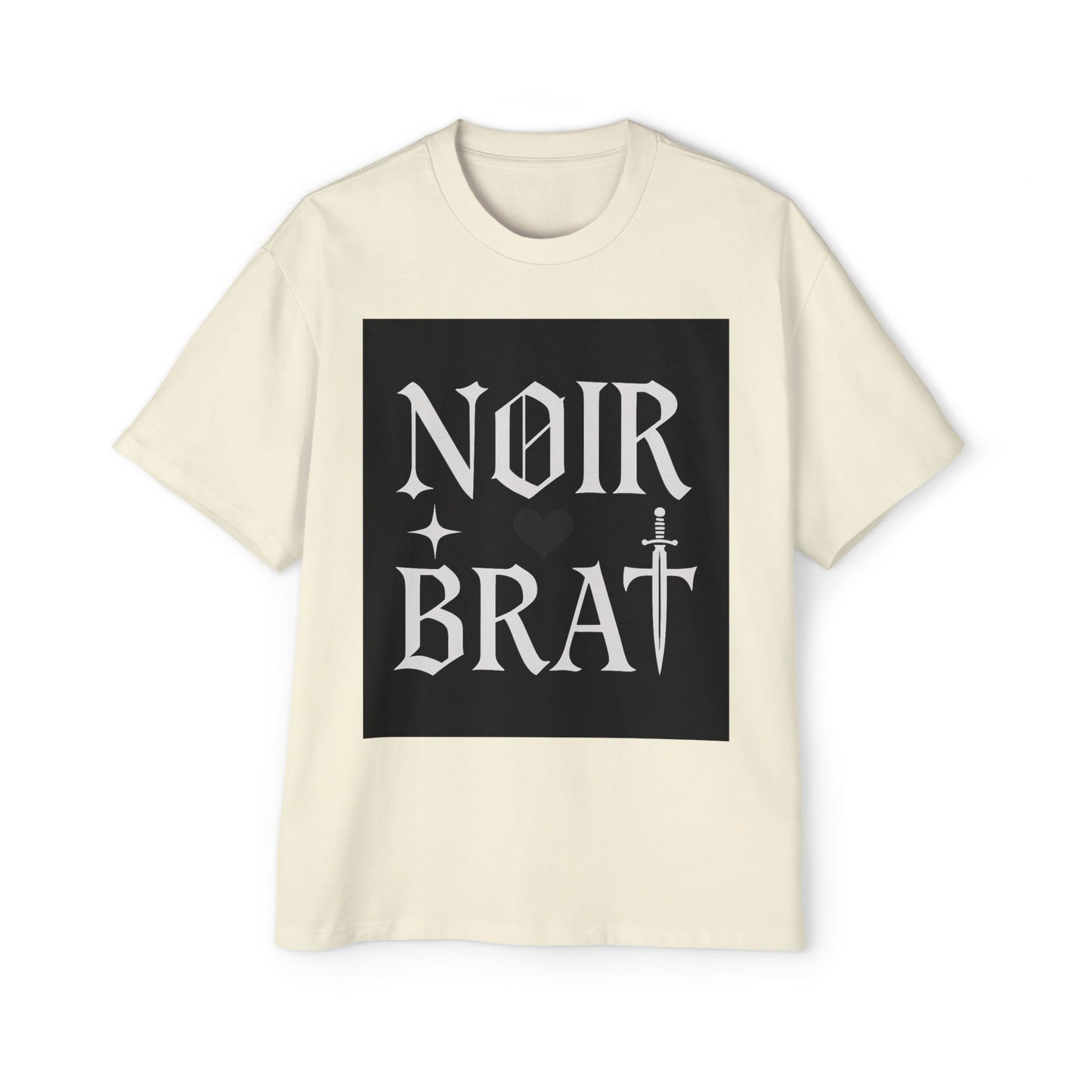 Noir Brat Heavy Oversized Tee, Aesthetic Graphic T-Shirt for Men, Streetwear Style, Casual Outfit, Gift for Fans of Dark Fashion