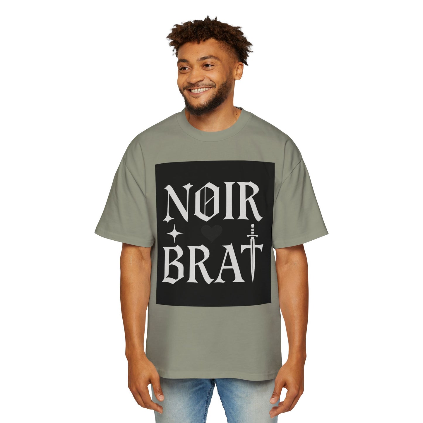 Noir Brat Heavy Oversized Tee, Aesthetic Graphic T-Shirt for Men, Streetwear Style, Casual Outfit, Gift for Fans of Dark Fashion