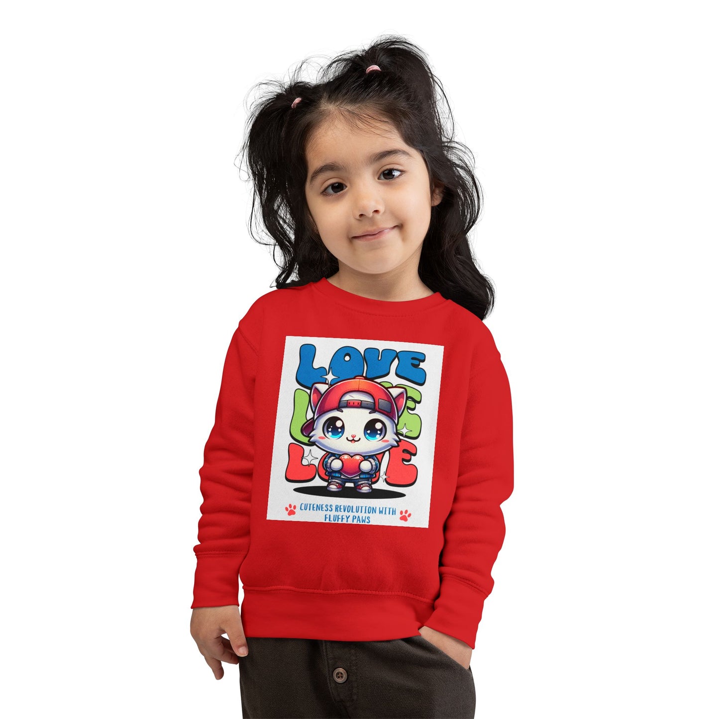 Toddler Cat Love Sweatshirt, Cute Kids Apparel, Playful Toddler Gift, Fun Sweatshirt for Kids, Cute Cat Design