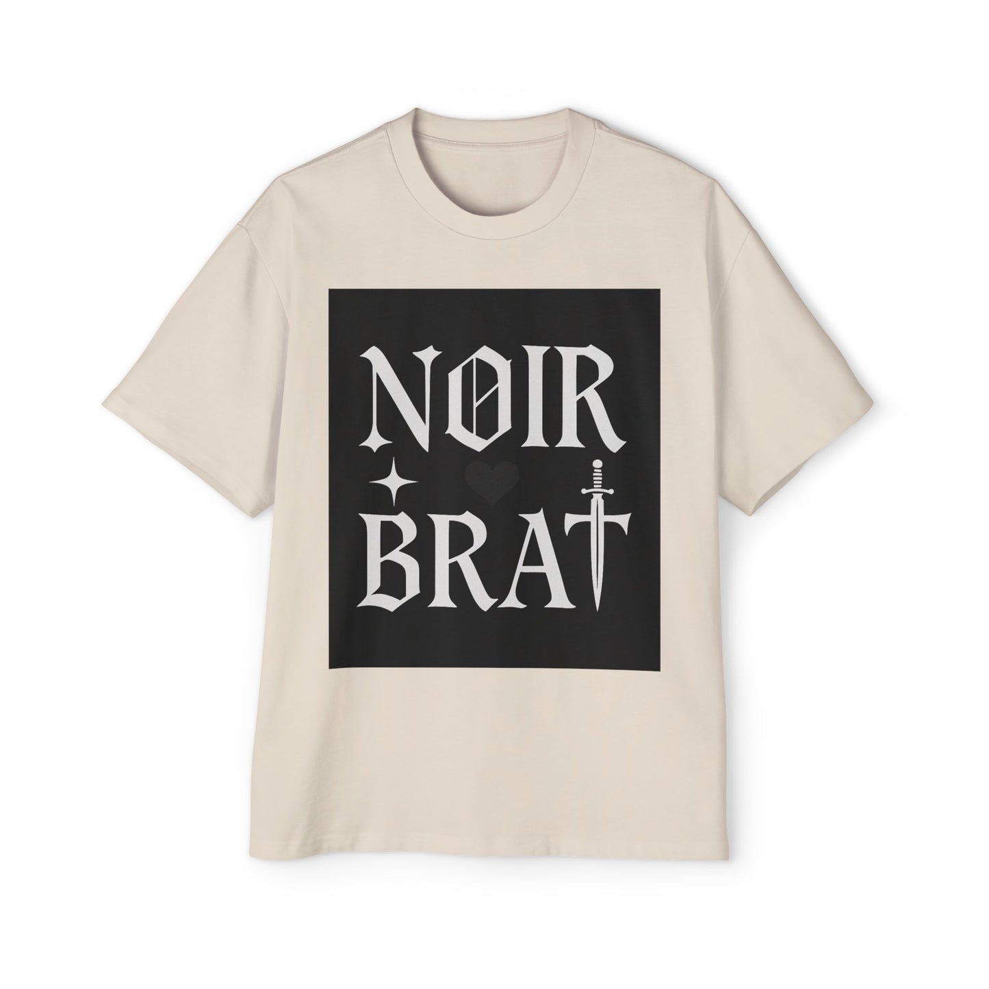 Noir Brat Heavy Oversized Tee, Aesthetic Graphic T-Shirt for Men, Streetwear Style, Casual Outfit, Gift for Fans of Dark Fashion