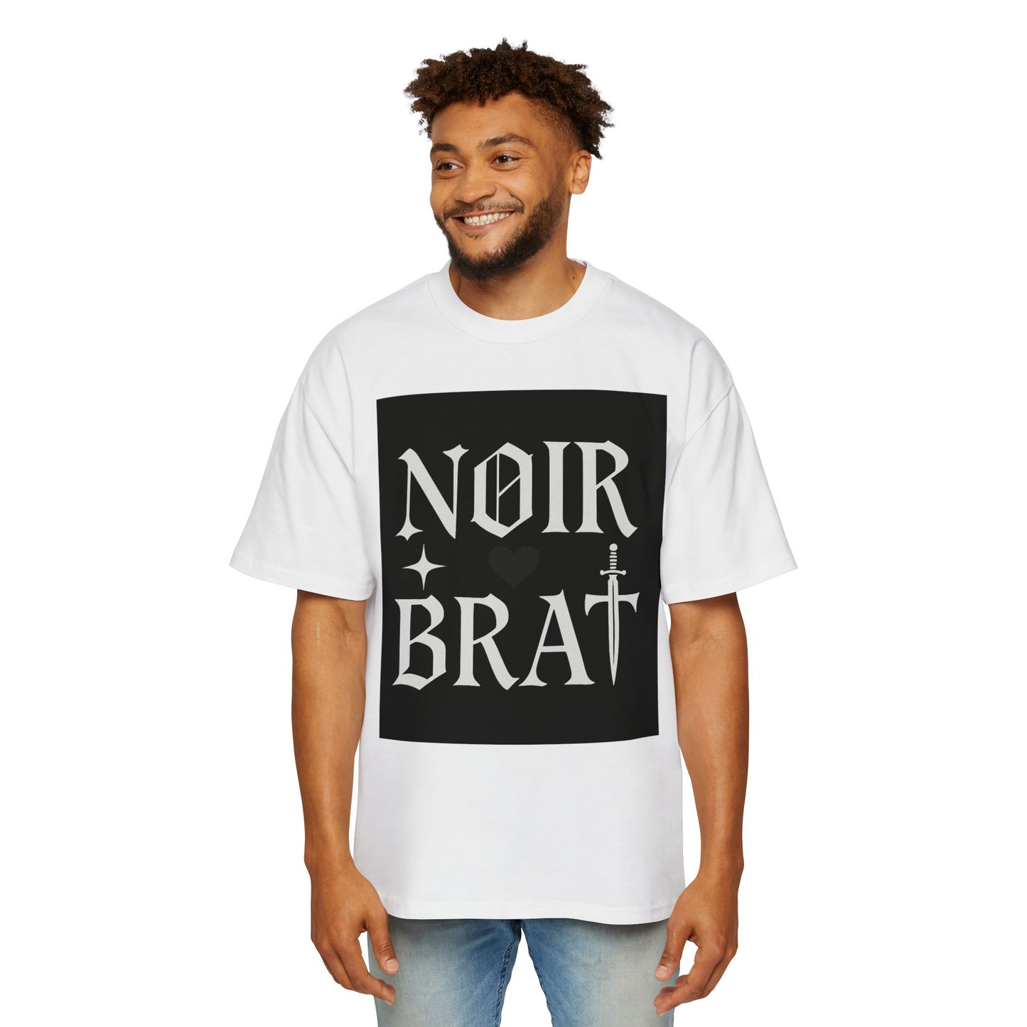 Noir Brat Heavy Oversized Tee, Aesthetic Graphic T-Shirt for Men, Streetwear Style, Casual Outfit, Gift for Fans of Dark Fashion