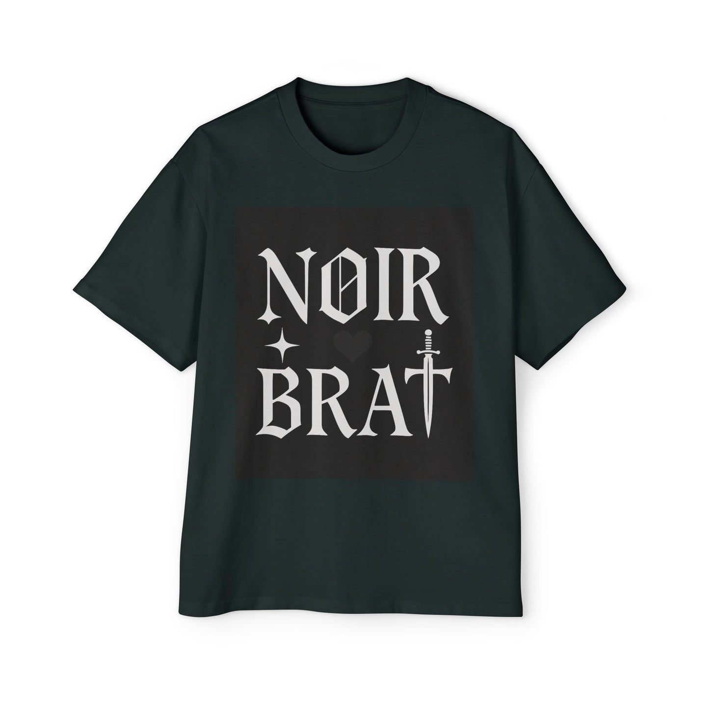 Noir Brat Heavy Oversized Tee, Aesthetic Graphic T-Shirt for Men, Streetwear Style, Casual Outfit, Gift for Fans of Dark Fashion