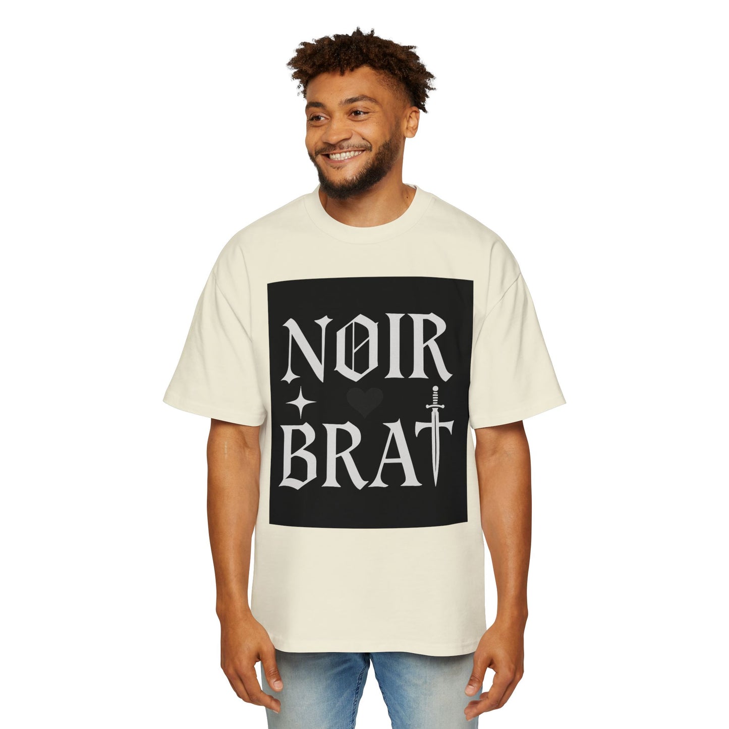 Noir Brat Heavy Oversized Tee, Aesthetic Graphic T-Shirt for Men, Streetwear Style, Casual Outfit, Gift for Fans of Dark Fashion