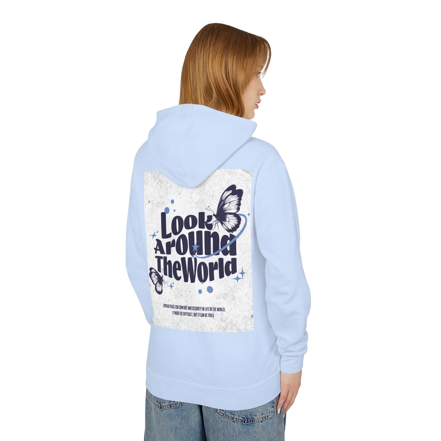 Look Around the World Hoodie - Inspirational Gift, Unisex Lightweight Sweatshirt, Travel Apparel, Nature Lover's Keepsake, [...]