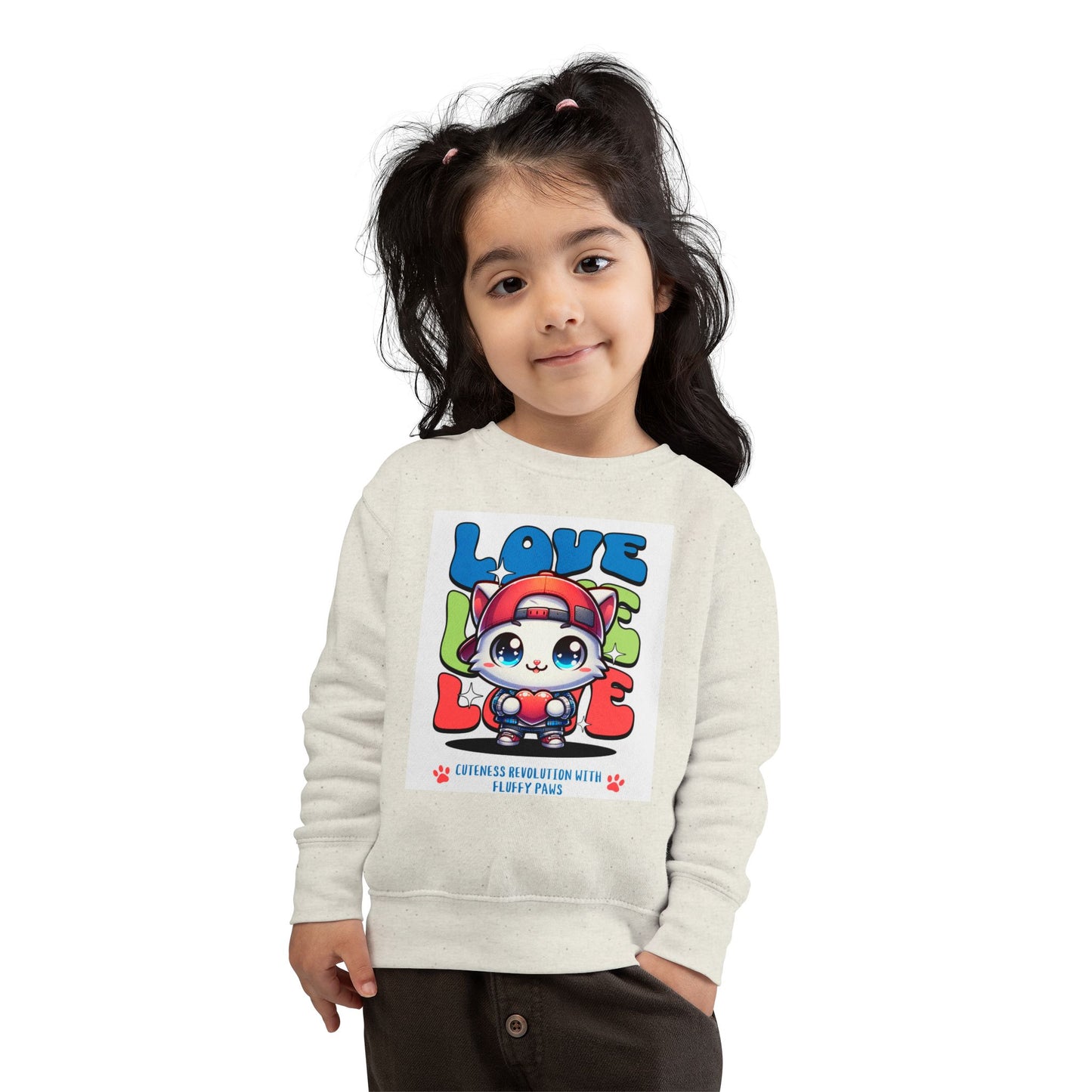 Toddler Cat Love Sweatshirt, Cute Kids Apparel, Playful Toddler Gift, Fun Sweatshirt for Kids, Cute Cat Design