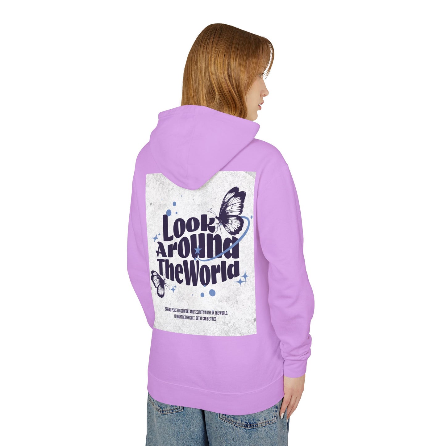 Look Around the World Hoodie - Inspirational Gift, Unisex Lightweight Sweatshirt, Travel Apparel, Nature Lover's Keepsake, [...]