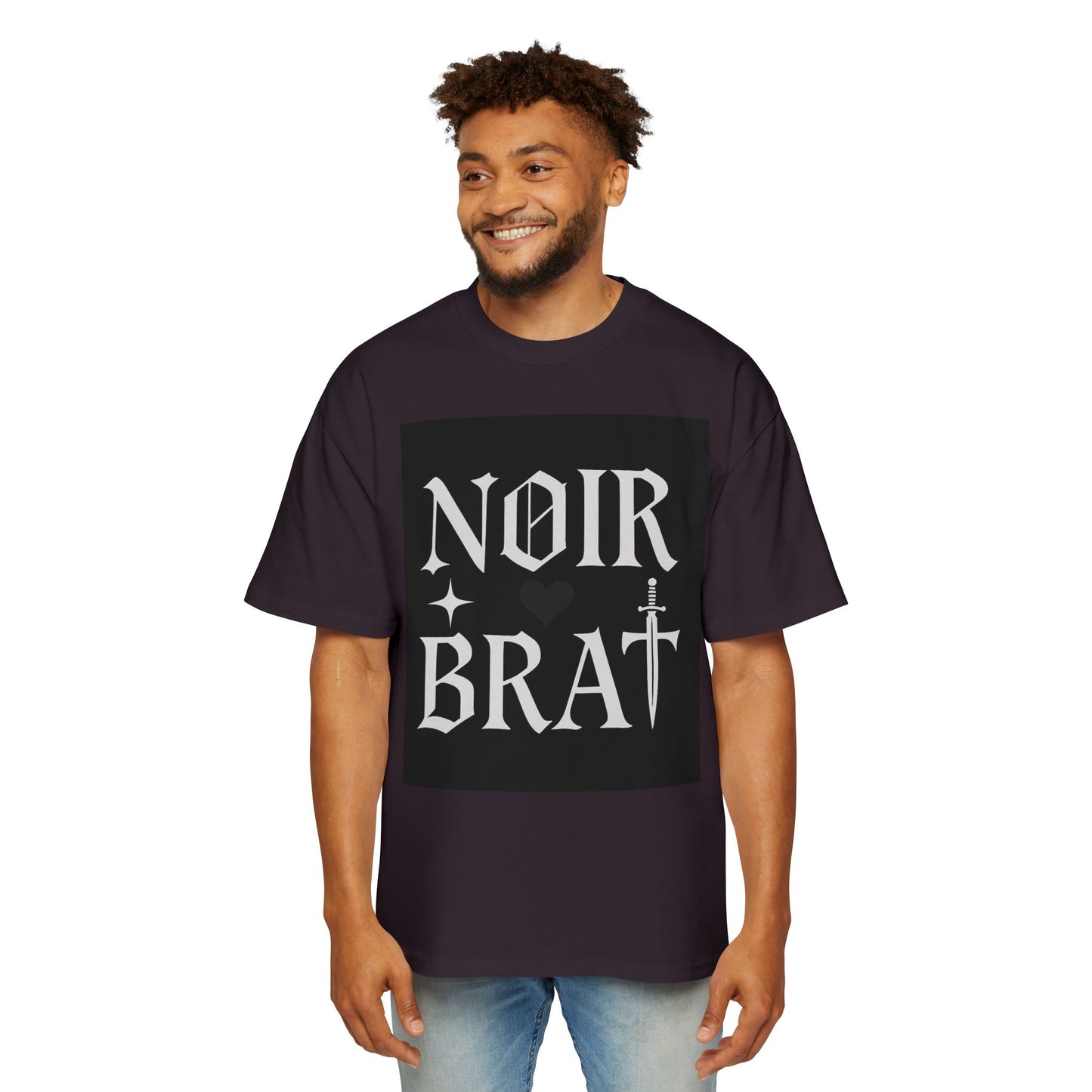 Noir Brat Heavy Oversized Tee, Aesthetic Graphic T-Shirt for Men, Streetwear Style, Casual Outfit, Gift for Fans of Dark Fashion