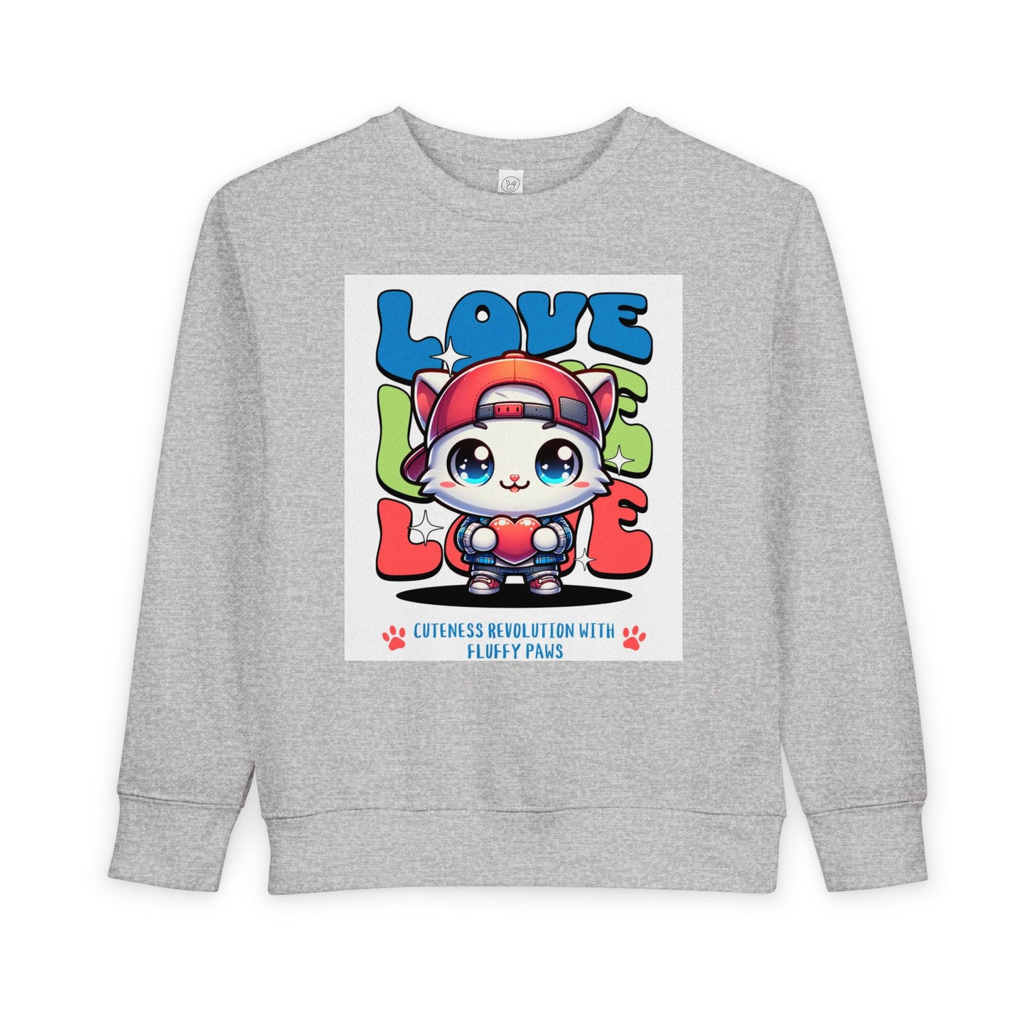 Toddler Cat Love Sweatshirt, Cute Kids Apparel, Playful Toddler Gift, Fun Sweatshirt for Kids, Cute Cat Design