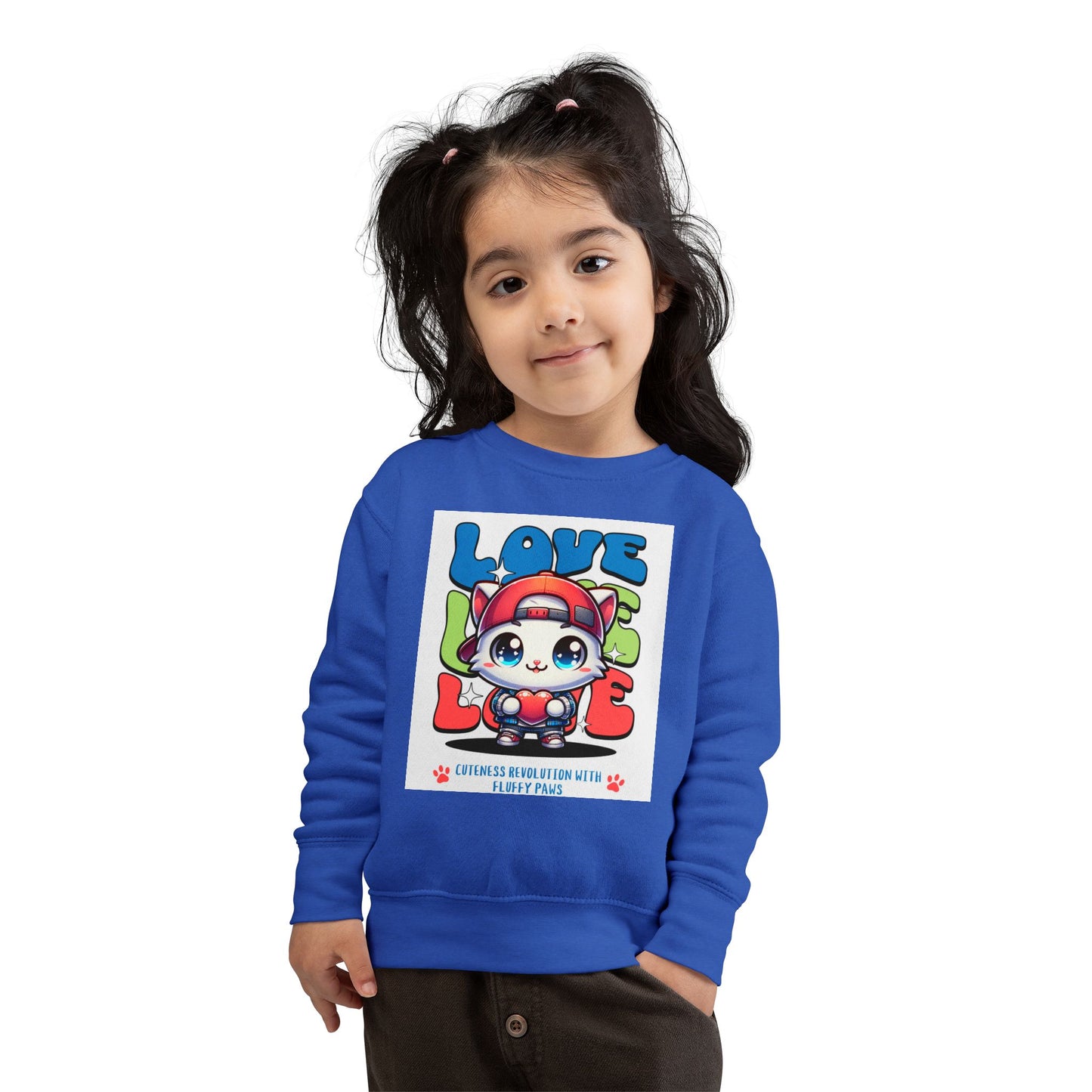 Toddler Cat Love Sweatshirt, Cute Kids Apparel, Playful Toddler Gift, Fun Sweatshirt for Kids, Cute Cat Design