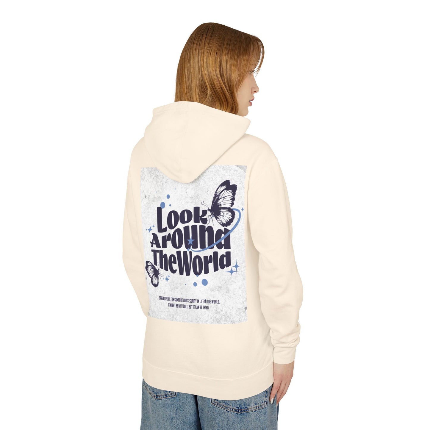 Look Around the World Hoodie - Inspirational Gift, Unisex Lightweight Sweatshirt, Travel Apparel, Nature Lover's Keepsake, [...]