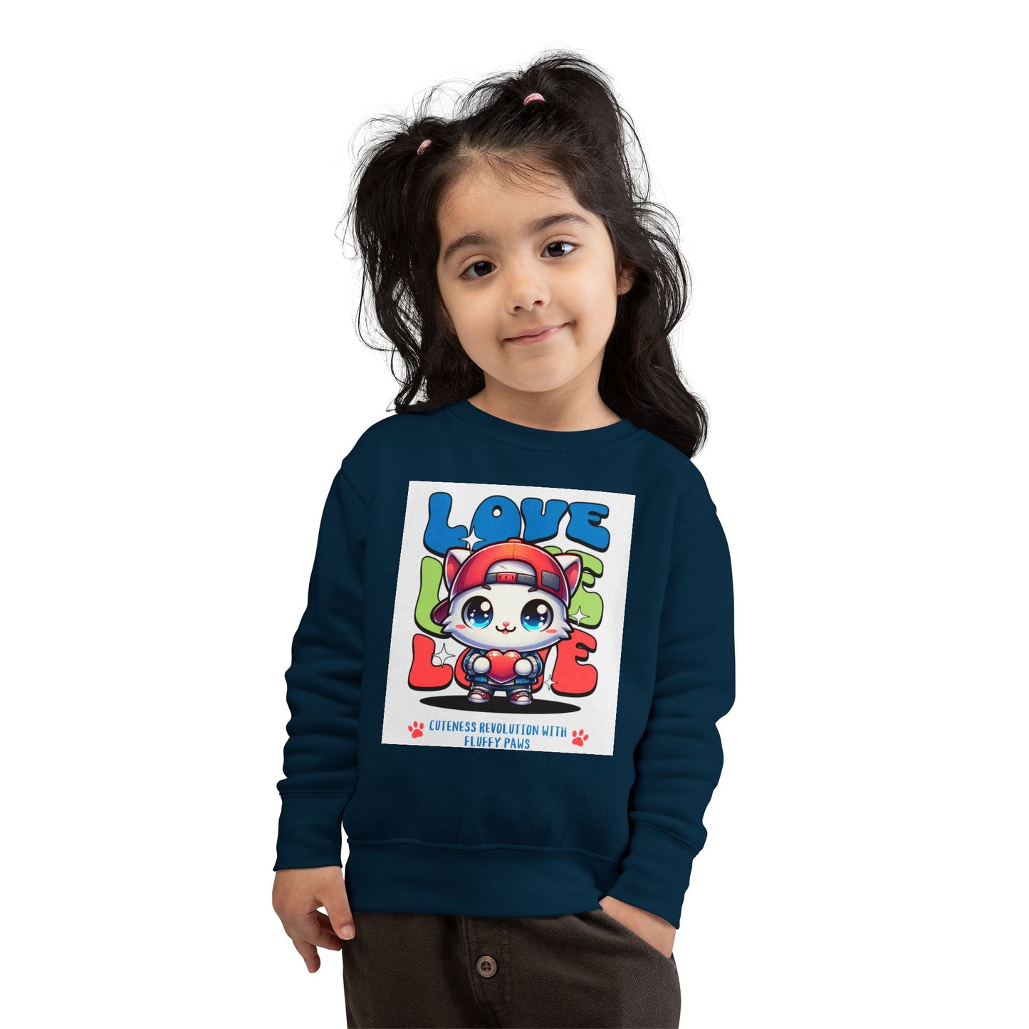 Toddler Cat Love Sweatshirt, Cute Kids Apparel, Playful Toddler Gift, Fun Sweatshirt for Kids, Cute Cat Design