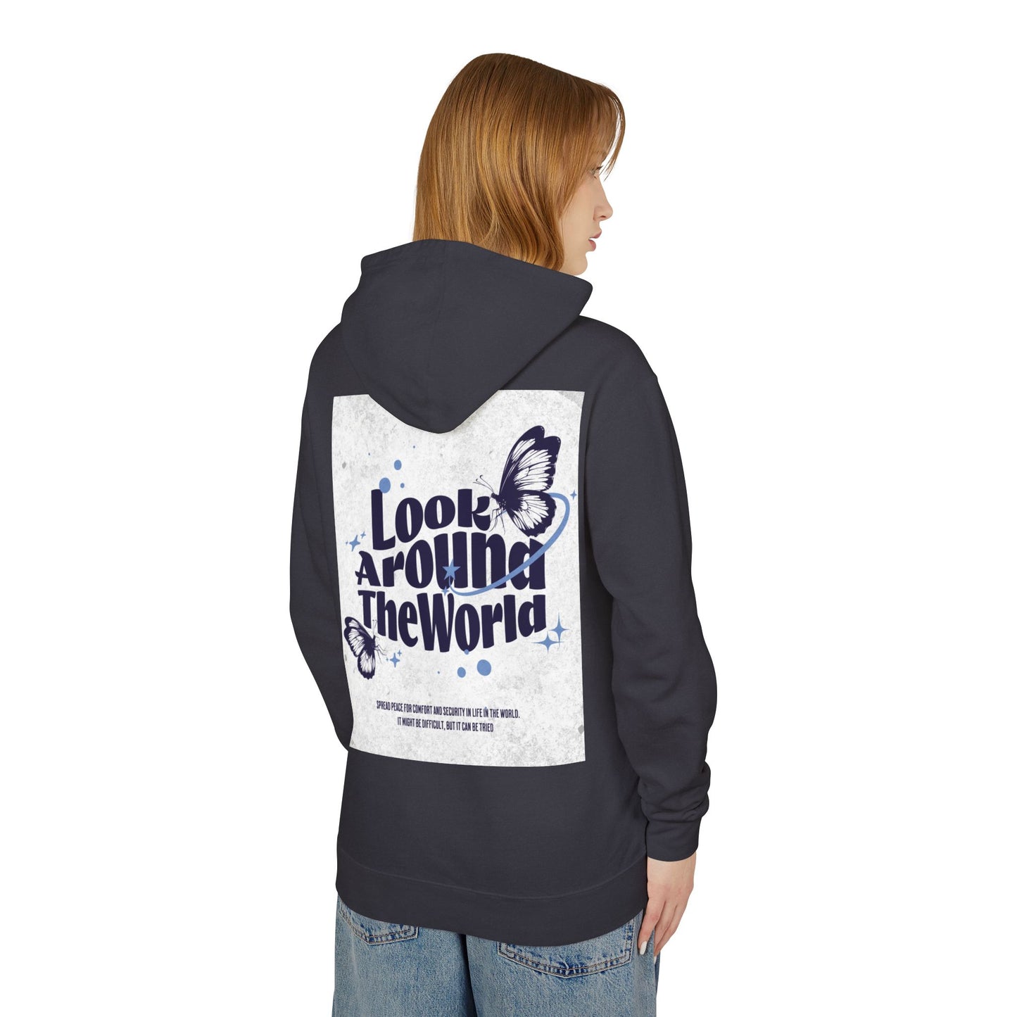 Look Around the World Hoodie - Inspirational Gift, Unisex Lightweight Sweatshirt, Travel Apparel, Nature Lover's Keepsake, [...]