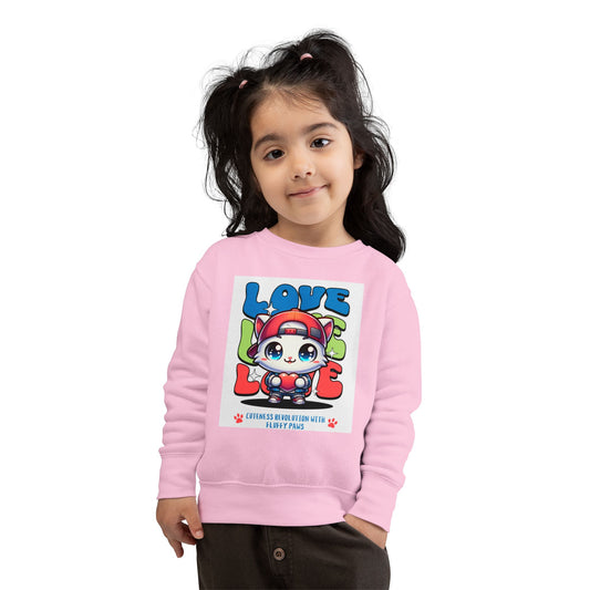 Toddler Cat Love Sweatshirt, Cute Kids Apparel, Playful Toddler Gift, Fun Sweatshirt for Kids, Cute Cat Design
