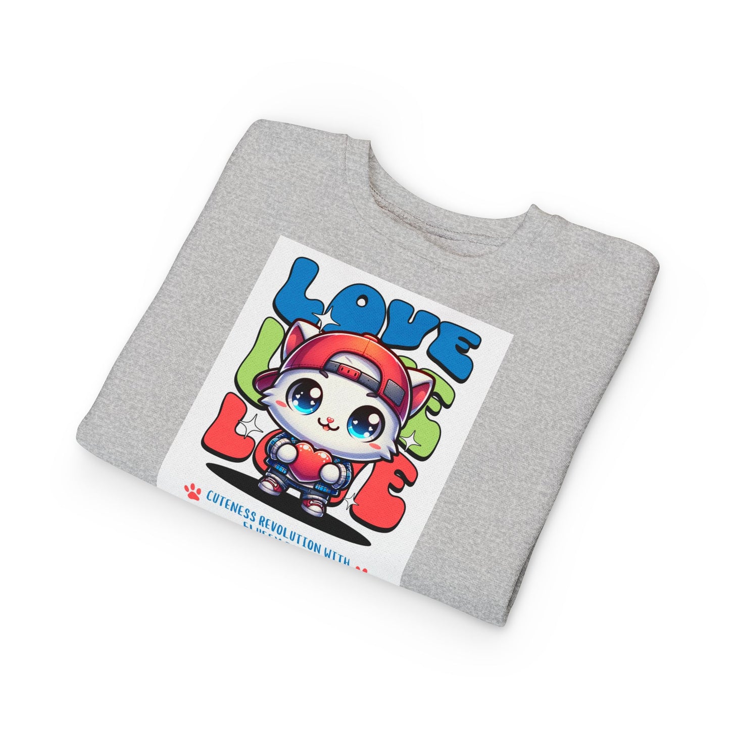 Toddler Cat Love Sweatshirt, Cute Kids Apparel, Playful Toddler Gift, Fun Sweatshirt for Kids, Cute Cat Design
