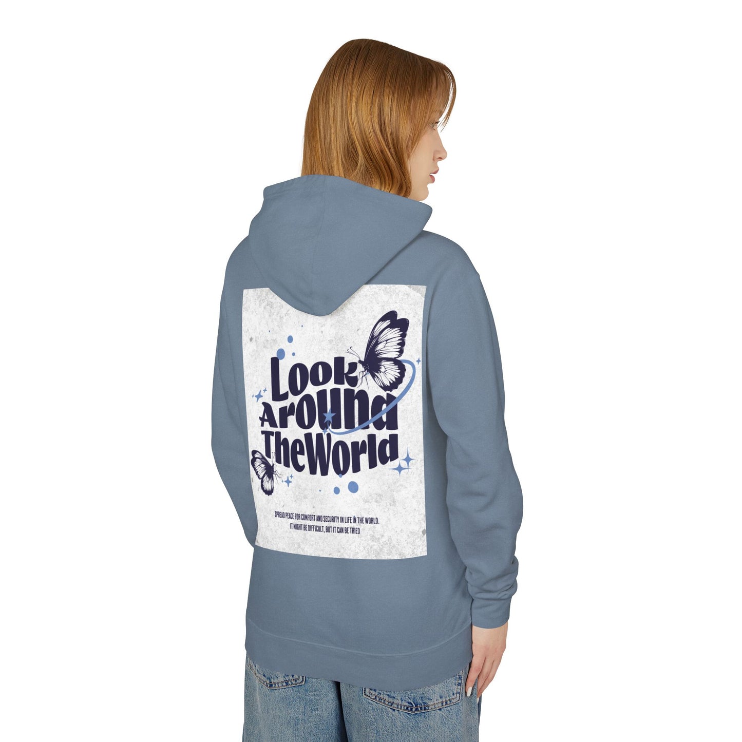 Look Around the World Hoodie - Inspirational Gift, Unisex Lightweight Sweatshirt, Travel Apparel, Nature Lover's Keepsake, [...]