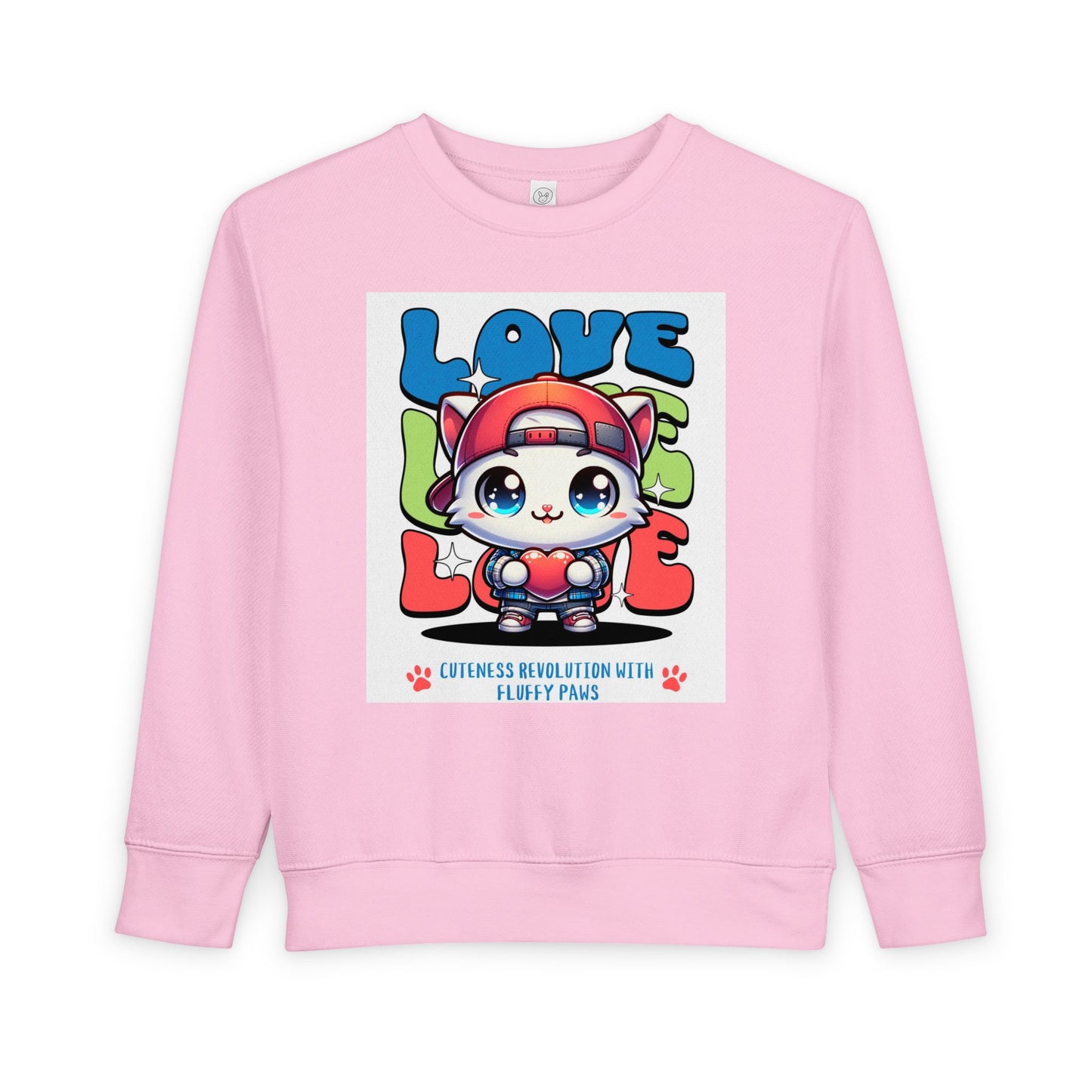 Toddler Cat Love Sweatshirt, Cute Kids Apparel, Playful Toddler Gift, Fun Sweatshirt for Kids, Cute Cat Design