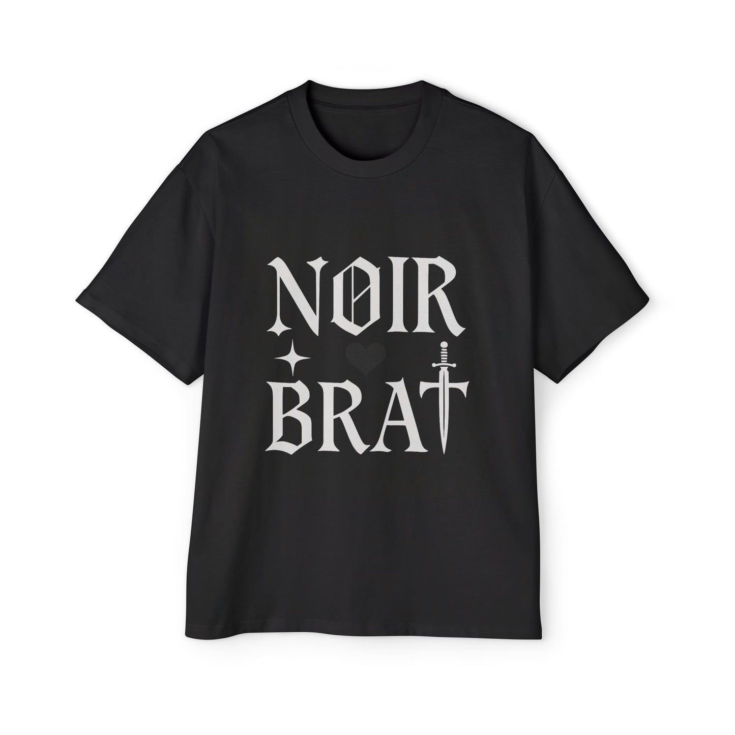 Noir Brat Heavy Oversized Tee, Aesthetic Graphic T-Shirt for Men, Streetwear Style, Casual Outfit, Gift for Fans of Dark Fashion