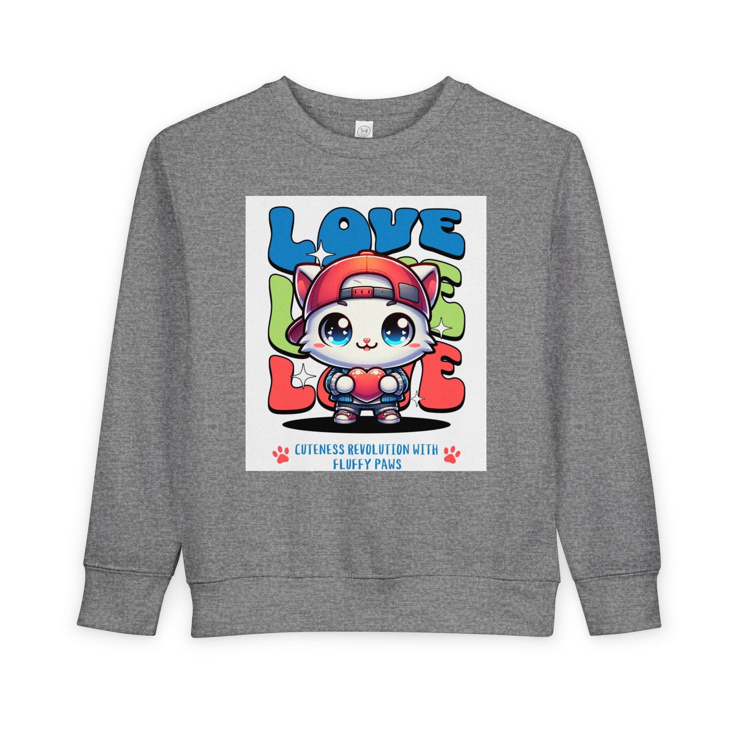 Toddler Cat Love Sweatshirt, Cute Kids Apparel, Playful Toddler Gift, Fun Sweatshirt for Kids, Cute Cat Design