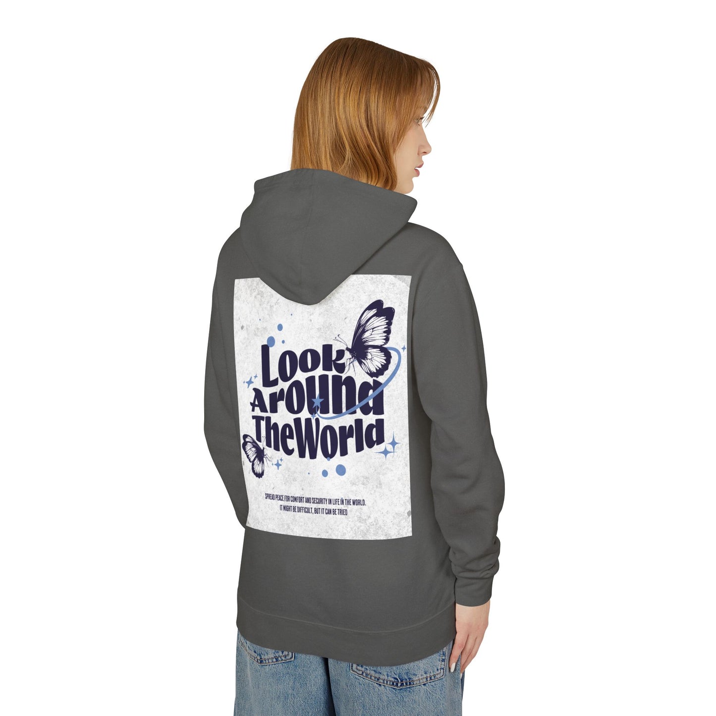Look Around the World Hoodie - Inspirational Gift, Unisex Lightweight Sweatshirt, Travel Apparel, Nature Lover's Keepsake, [...]