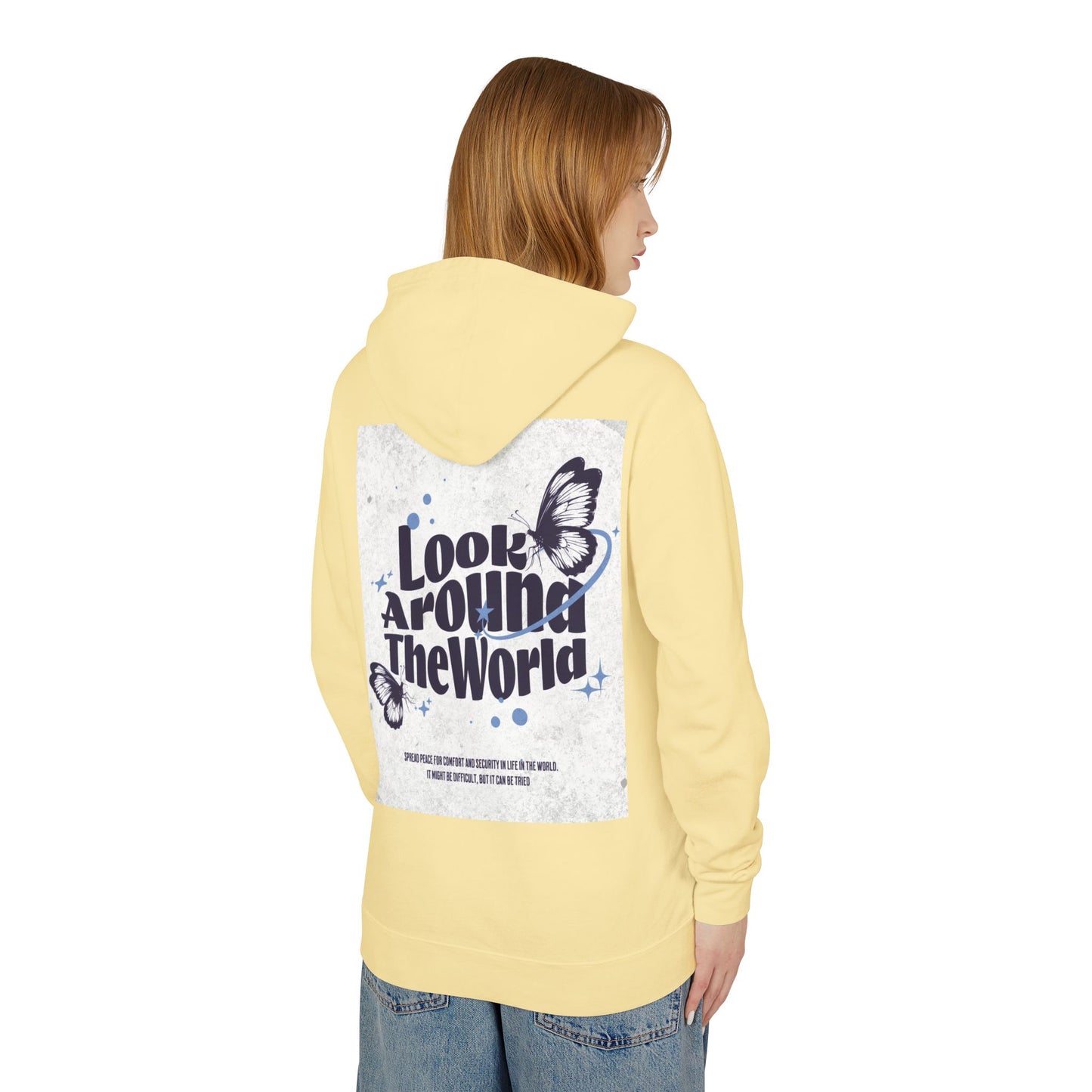 Look Around the World Hoodie - Inspirational Gift, Unisex Lightweight Sweatshirt, Travel Apparel, Nature Lover's Keepsake, [...]