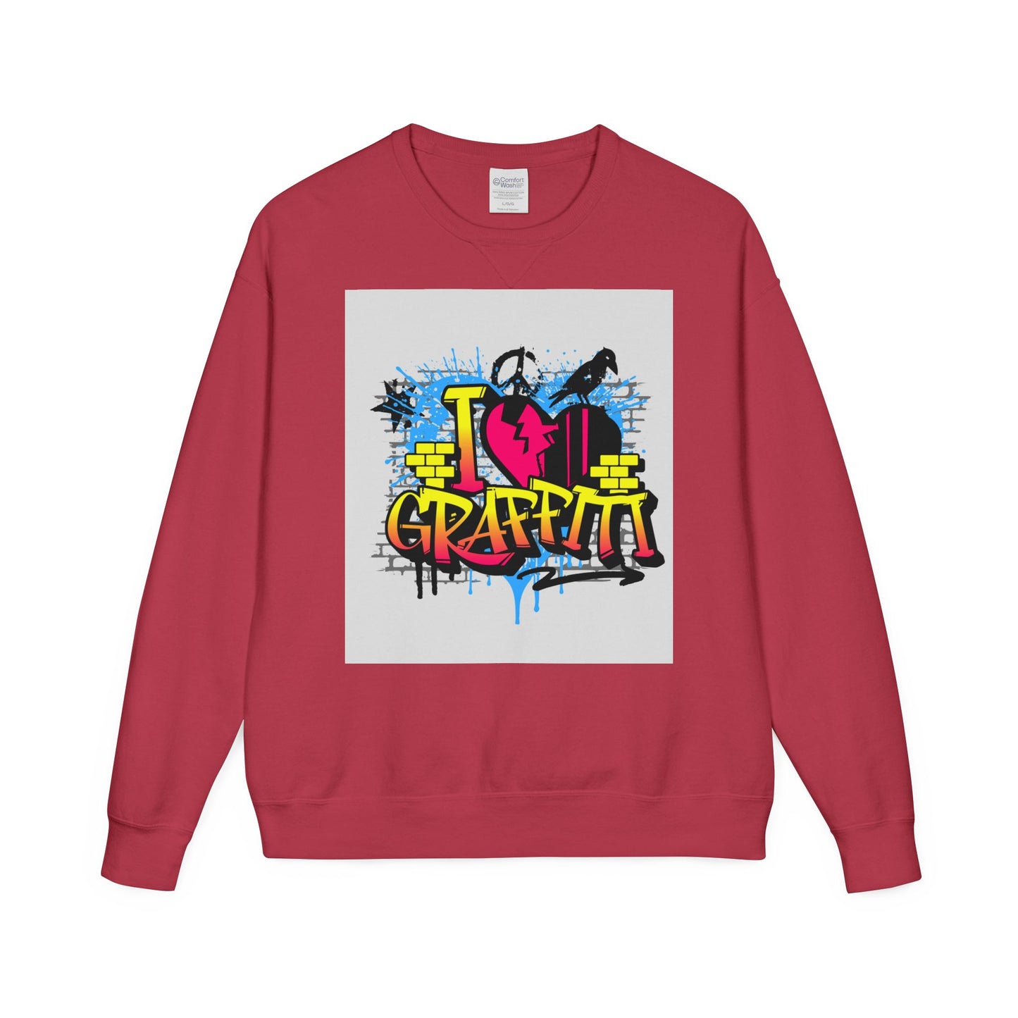 I Love Graffiti Crewneck Sweatshirt, Urban Streetwear, Graphic Sweatshirt, Casual Outfit, Gift for Art Lovers