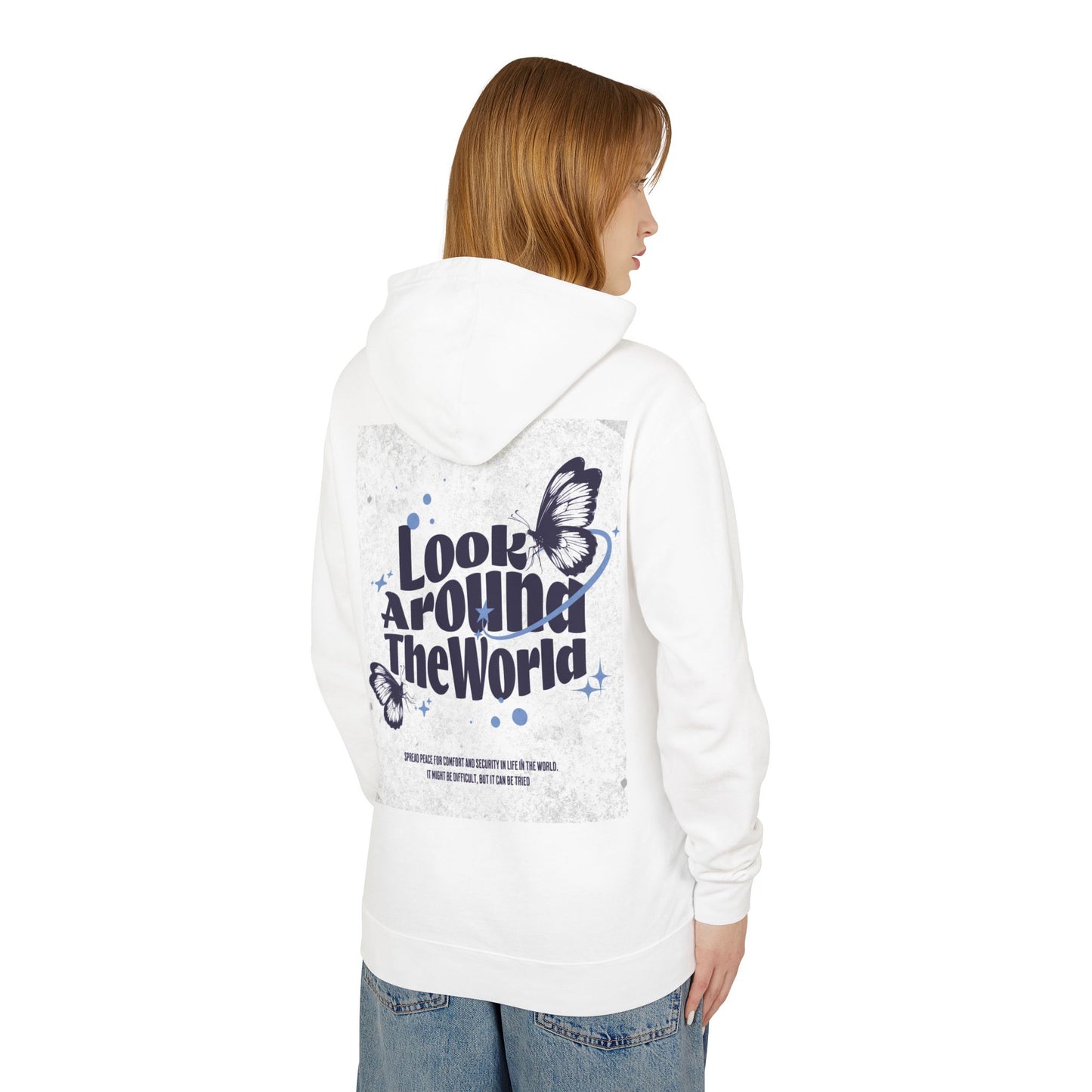 Look Around the World Hoodie - Inspirational Gift, Unisex Lightweight Sweatshirt, Travel Apparel, Nature Lover's Keepsake, [...]