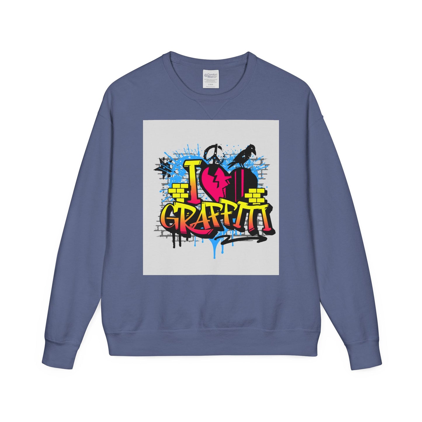 I Love Graffiti Crewneck Sweatshirt, Urban Streetwear, Graphic Sweatshirt, Casual Outfit, Gift for Art Lovers