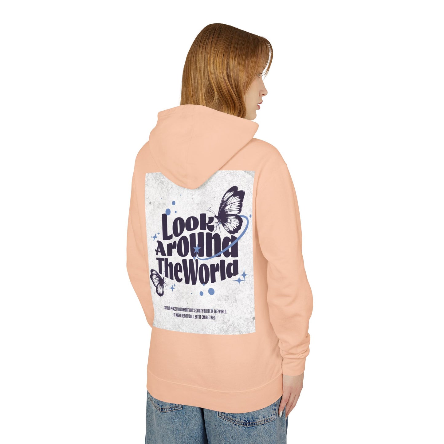 Look Around the World Hoodie - Inspirational Gift, Unisex Lightweight Sweatshirt, Travel Apparel, Nature Lover's Keepsake, [...]