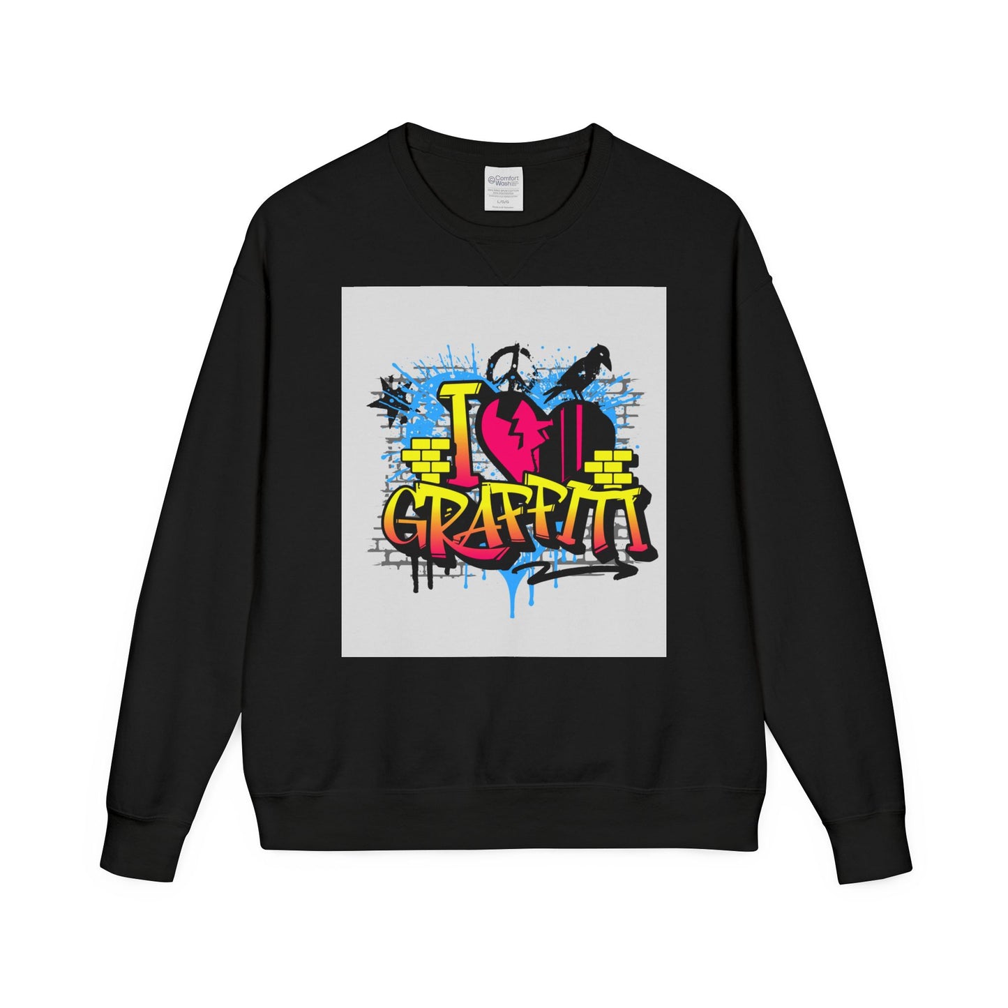 I Love Graffiti Crewneck Sweatshirt, Urban Streetwear, Graphic Sweatshirt, Casual Outfit, Gift for Art Lovers