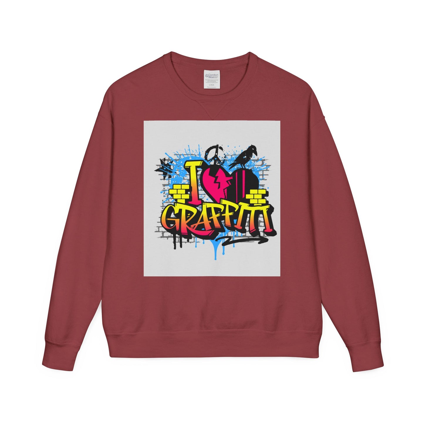 I Love Graffiti Crewneck Sweatshirt, Urban Streetwear, Graphic Sweatshirt, Casual Outfit, Gift for Art Lovers